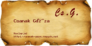 Csanak Géza névjegykártya